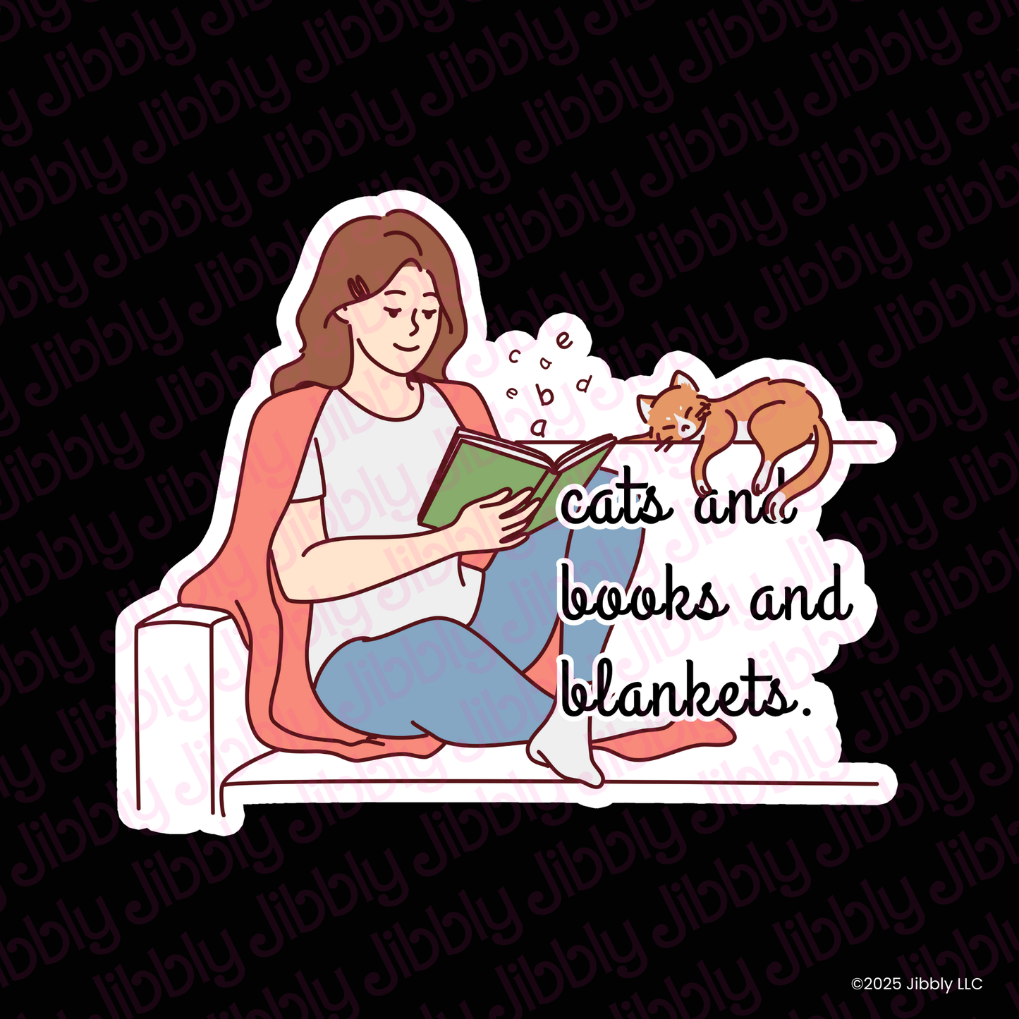 Cats and Books and Blankets Waterproof Vinyl Sticker