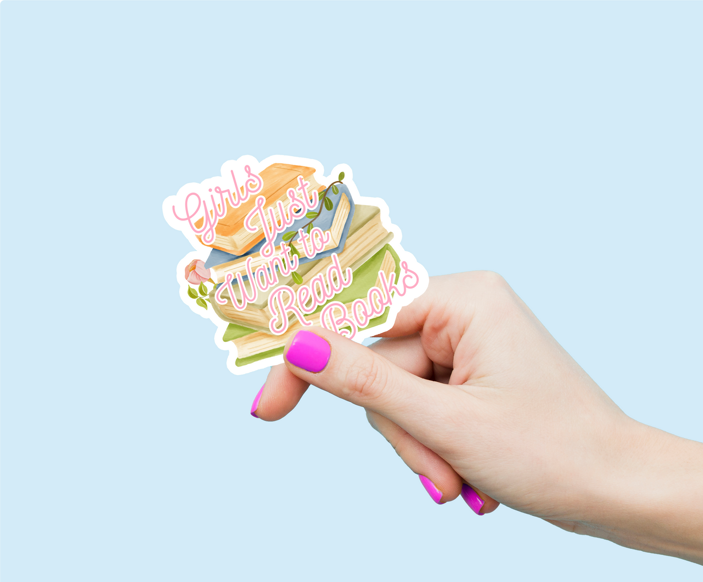 Bookish Gift - Romance Reader Sticker - Girls Just Want to Read Books Weatherproof Vinyl Sticker