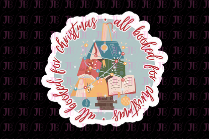 All Booked for Christmas Sticker