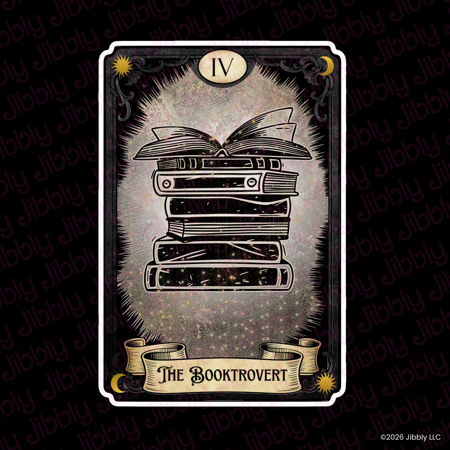 The Booktrovert Tarot Card Weatherproof Vinyl Sticker | Bookish Gift | Romance Reader Collectable