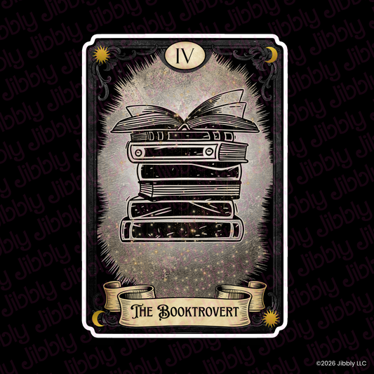 The Booktrovert Tarot Card Weatherproof Vinyl Sticker | Bookish Gift | Romance Reader Collectable