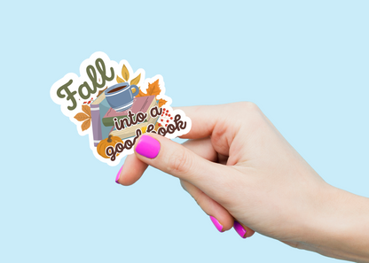 Fall Into A Good Book Weatherproof Vinyl Sticker