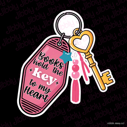 Books hold the key to my heart Weatherproof Vinyl Sticker | Bookish Gift | Romance Reader Collectable