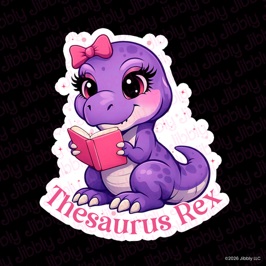Thesaurus Rex Weatherproof Vinyl Sticker | Bookish Gift | Romance Reader Collectable