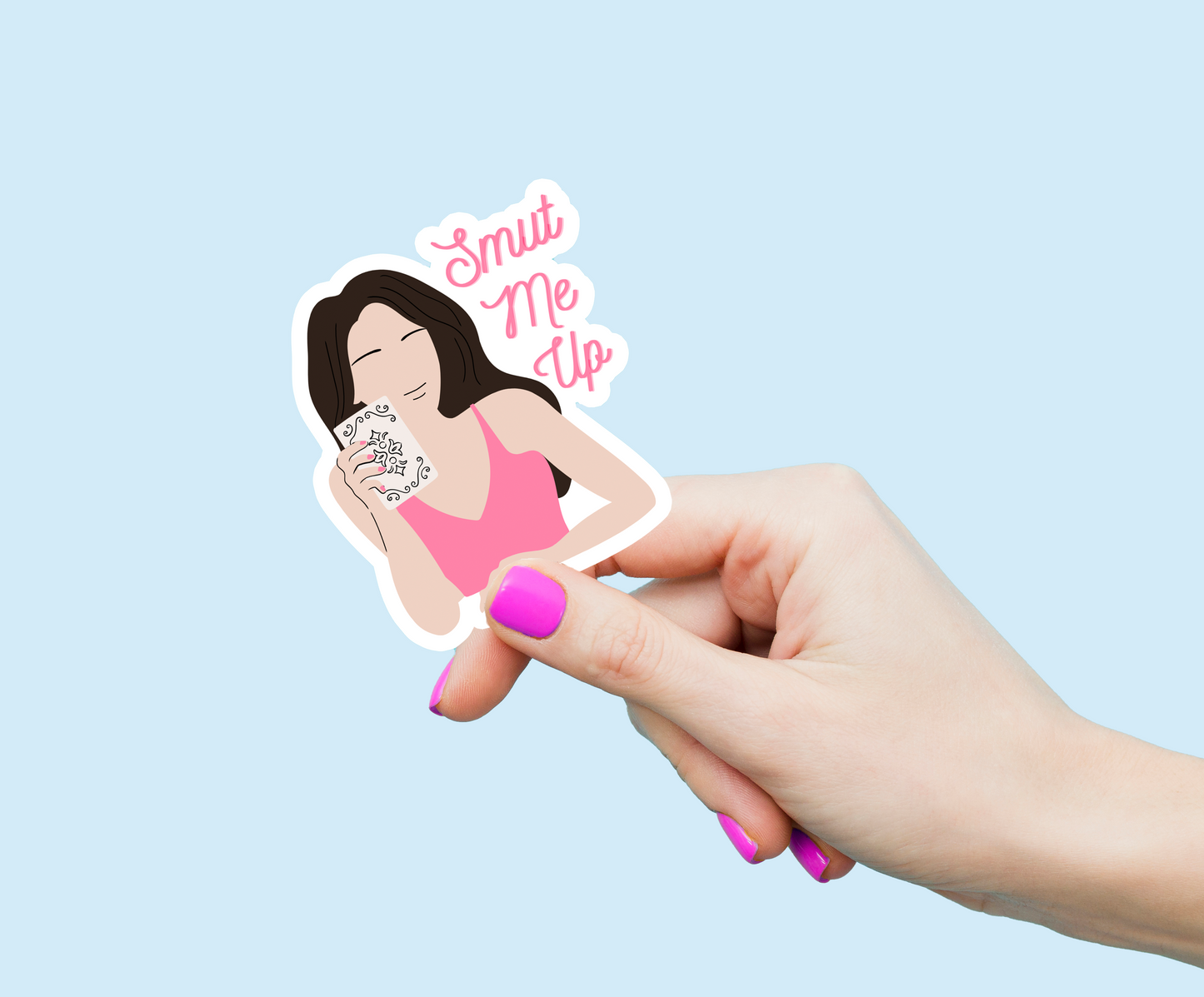 Smut Me Up Black Hair Weatherproof Vinyl Sticker