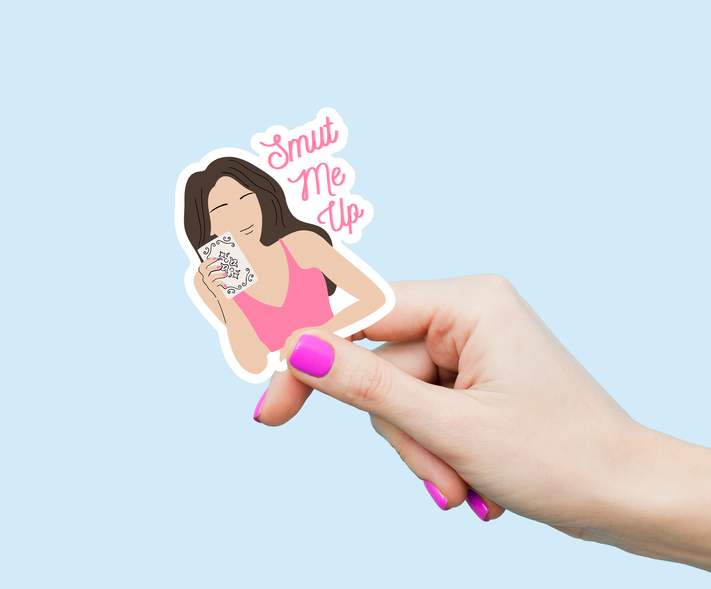 Smut Me Up Dark Brown Hair Weatherproof Vinyl Sticker