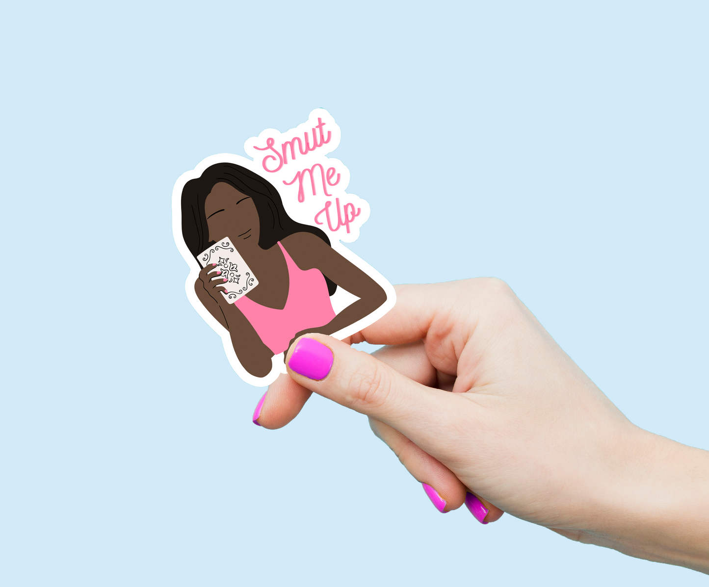 Smut Me Up Black Hair with Dark Skin Weatherproof Vinyl Sticker