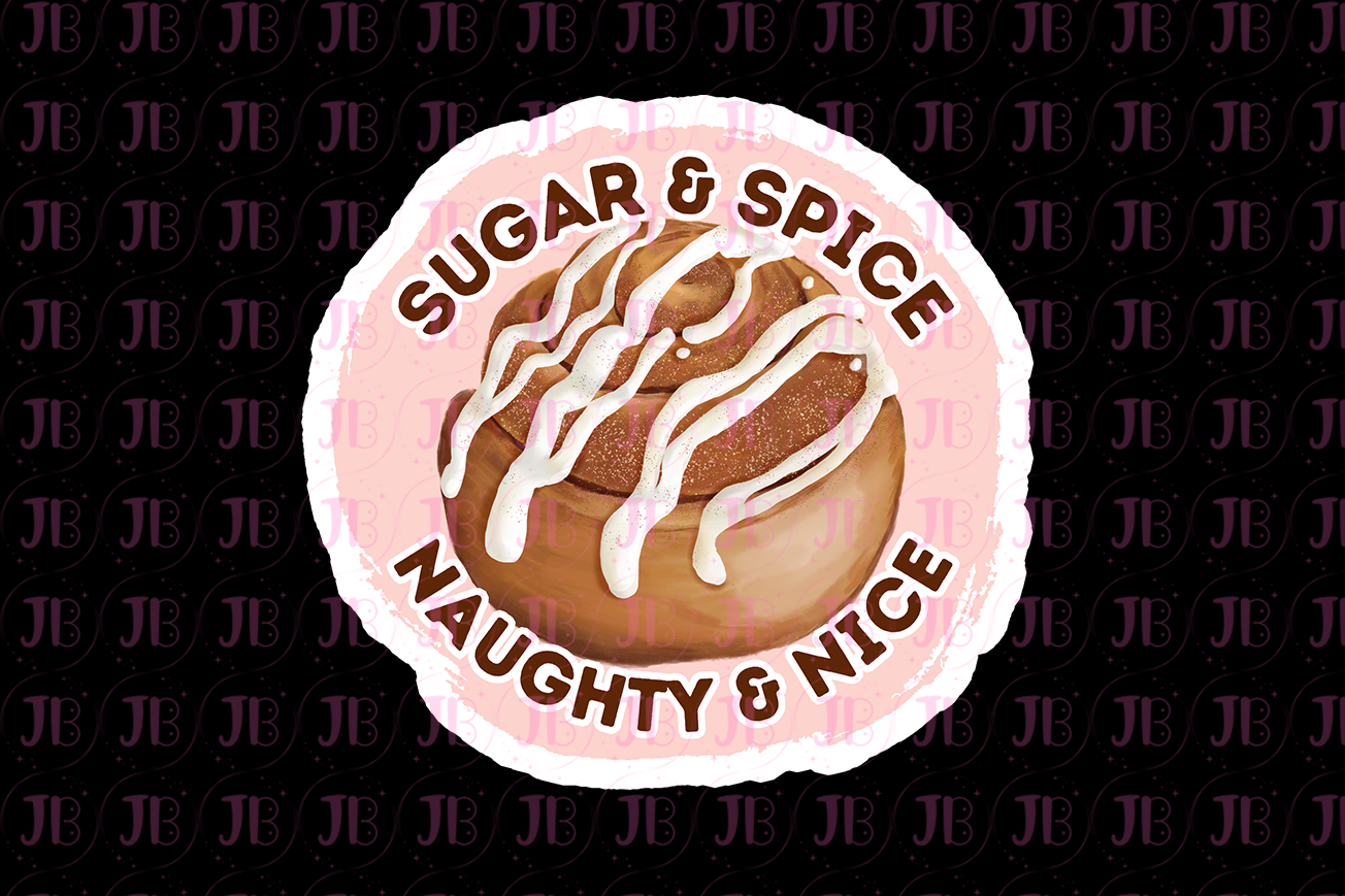 Sugar & Spice, Naughty & Nice Weatherproof Vinyl Sticker